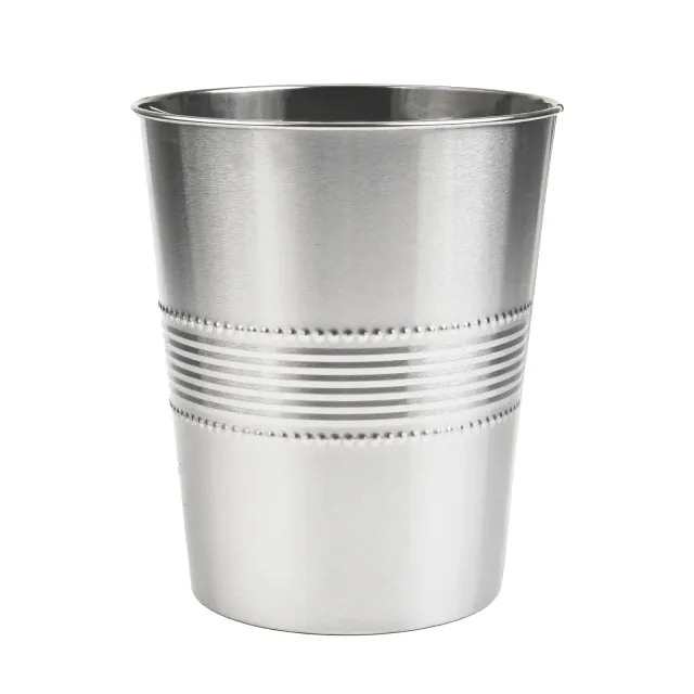Cameo 5 Liter Waste Basket Can for Garbage, Round Open Top Trash Can for Bathroom Bedroom, Kitchen, Stainless Steel, Fingerprint Resistant