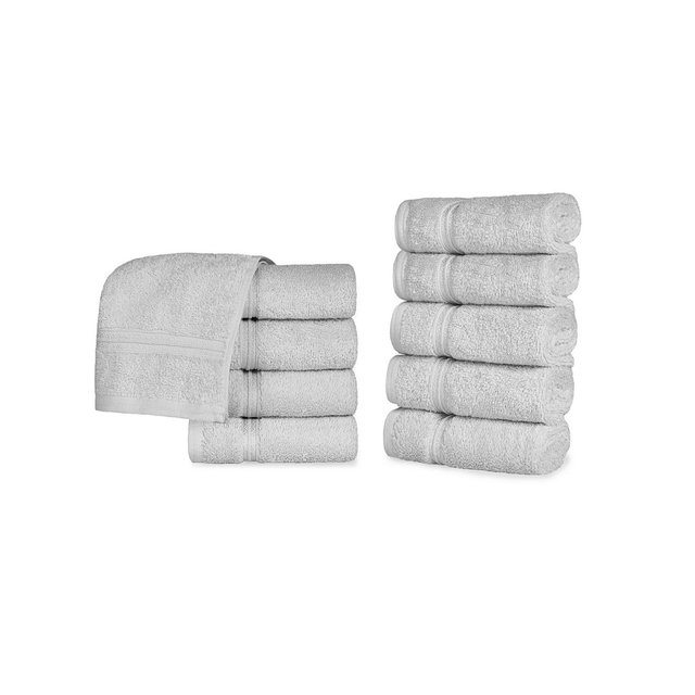 Superior Solid Quick Drying Absorbent 10 Piece Egyptian Cotton Face Towel Set