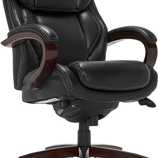 La-Z-Boy 45783A Bellamy Bonded Leather Executive Office Chair with Memory Foam Cushions, Black