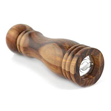 Samyo Home Kitchen Classical Acacia Wood Spice Pepper Mill Salt Grinder Muller Tool with Ceramic Grinding Mechanism - 8 Inch