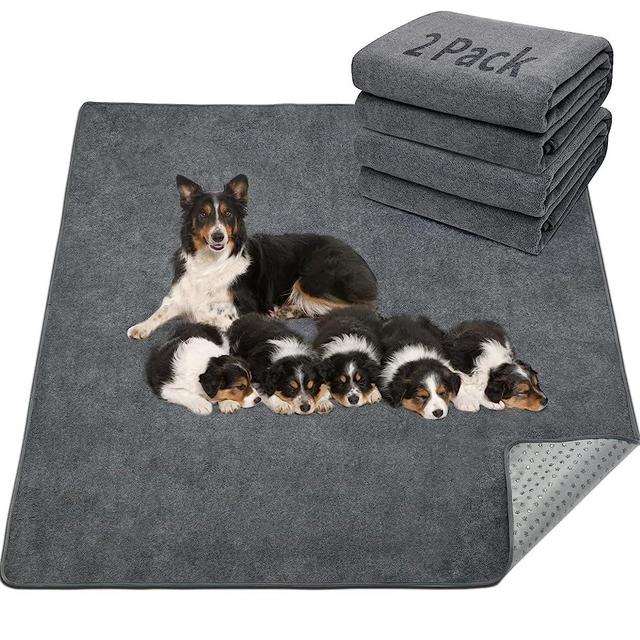 LOOBANI Washable Pee Pad for Dogs, 2 Packs Non-Slip Puppy Training Pads, Fast Absorbent Pet Whelping Pads, Puppy Playpen Mat for Incontinence, Housebreak, Crate (36"x41"-Grey)