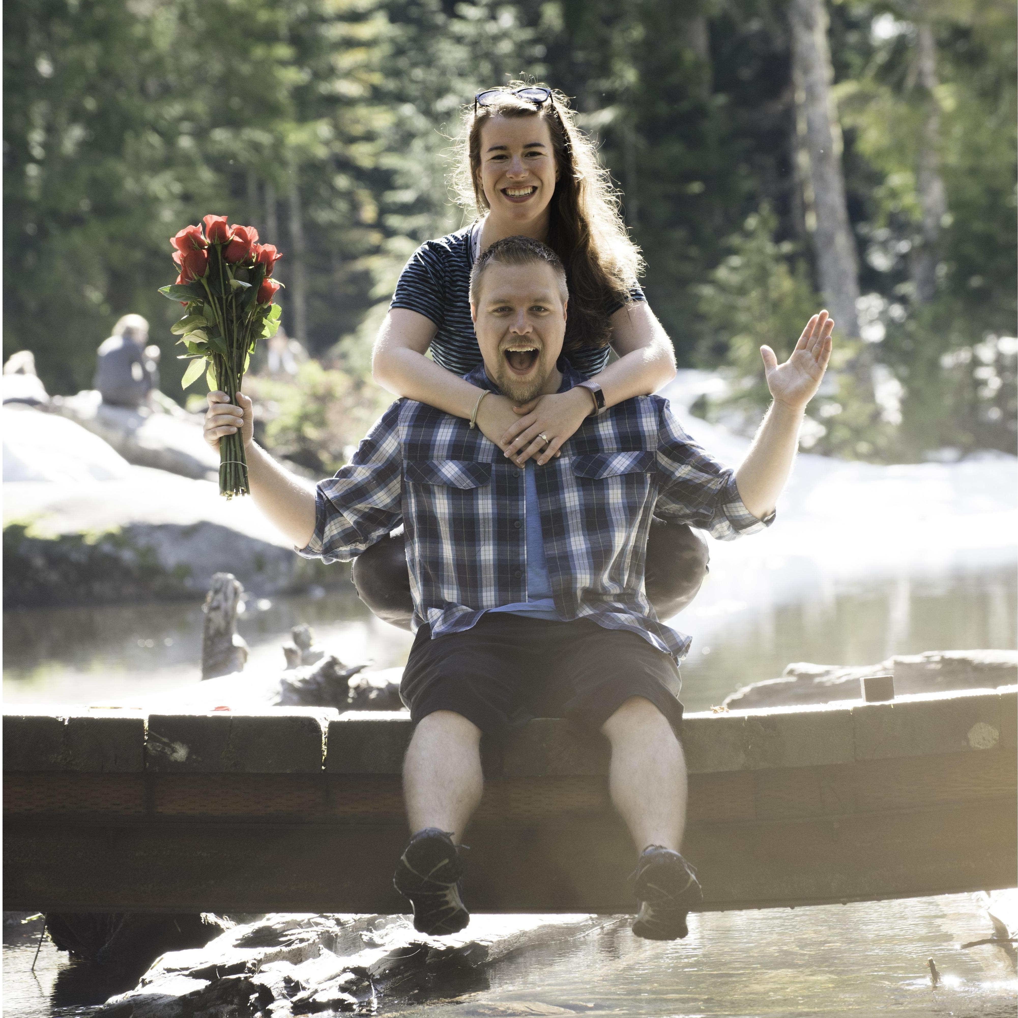 One of our favorite pictures at Heather Lake after the proposal.