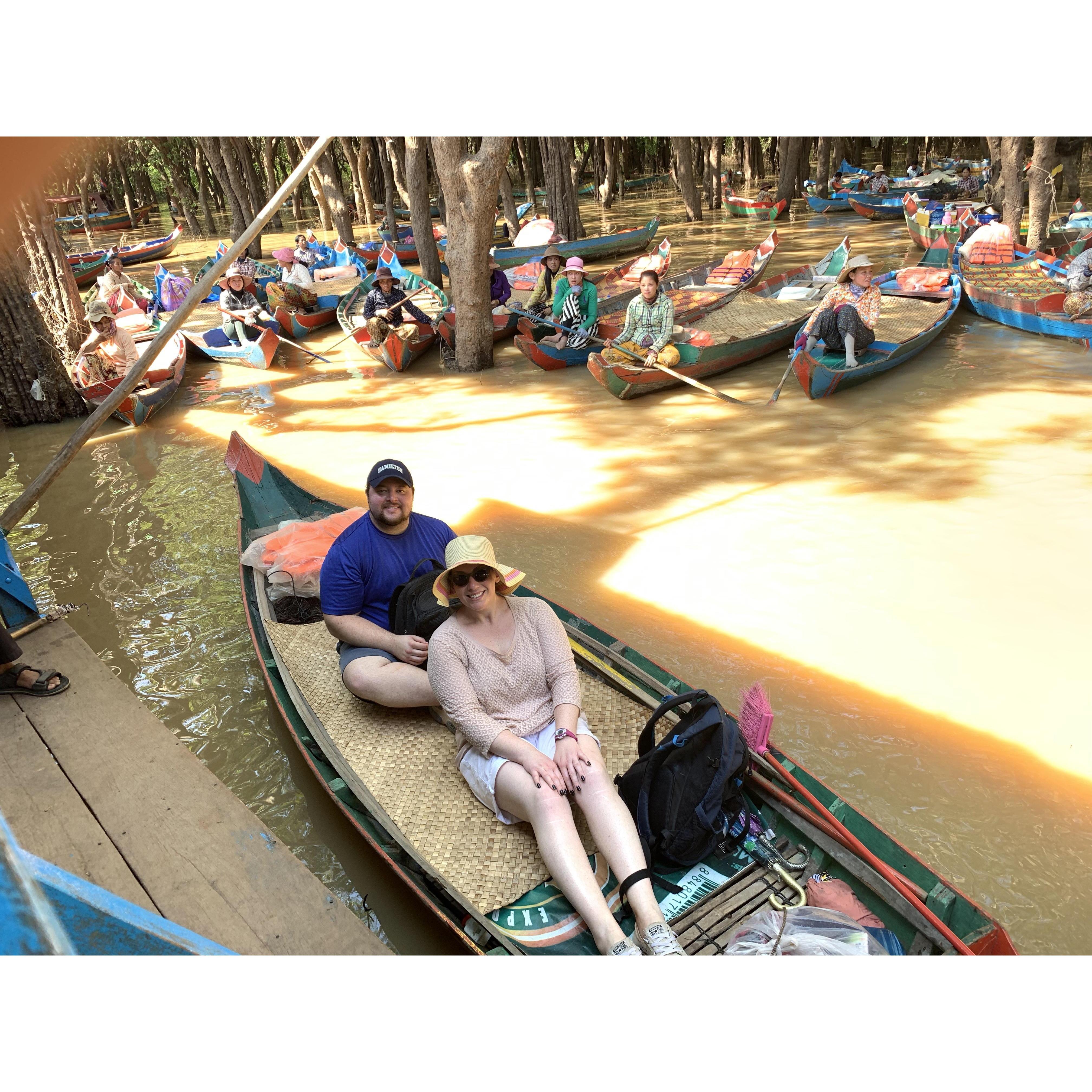 On a boat ride through the mangrove forest in Cambodia
