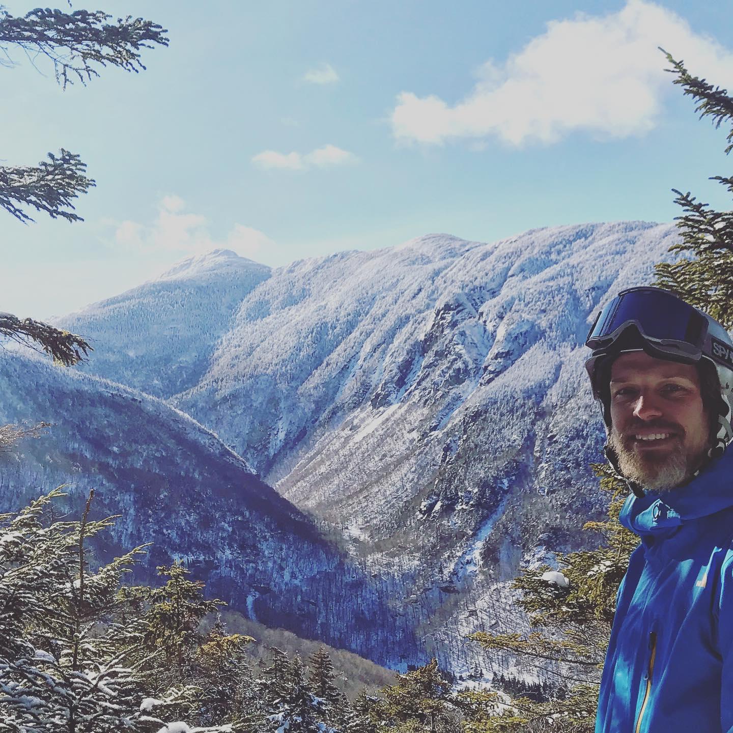 We connected in our love for skiing and since then have skied many different moutains together both West and East coast. Here is Trevor at Smuggler's Notch lookout