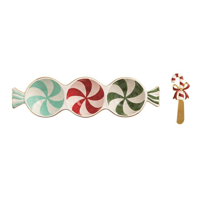 Mud Pie Christmas Peppermint Triple Tidbit Set