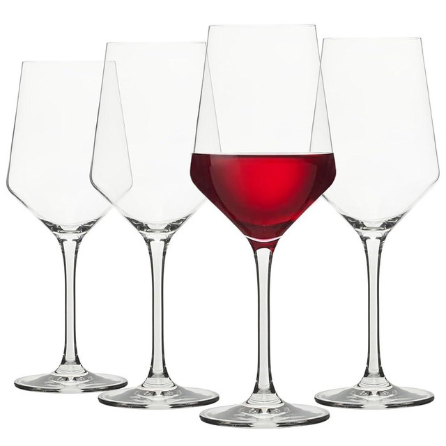 SUR LA TABLE Kitchen Essentials Vino Breeze Crystal Clear 18 OZ 4 Pack All Purpose White Wine Glass With Modern Curve Silhouette