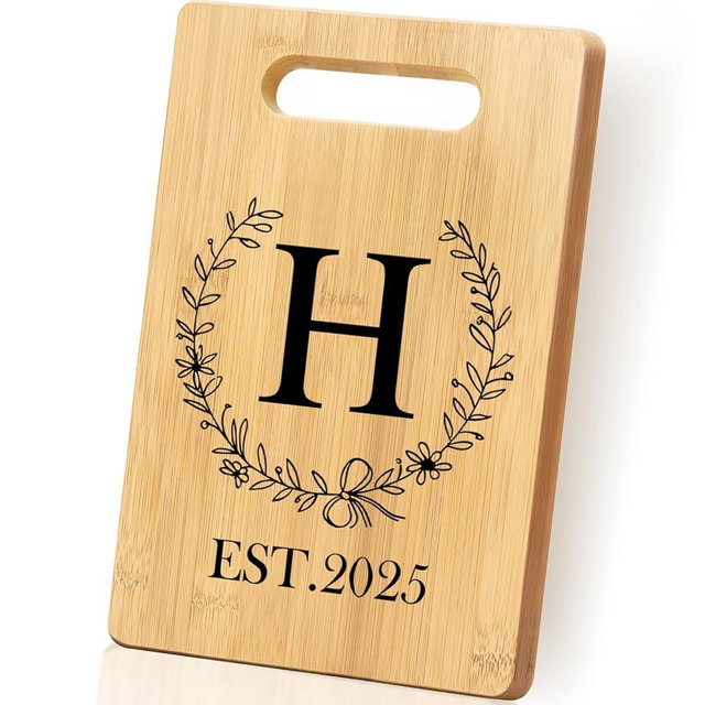 Personalized Cutting Board, Monogrammed Wedding Gift for Couple Newlywed 2025, Initial Birthday Gifts for Women, Gift for Bridal Shower Wedding Shower Engagement Anniversary Housewarming(Letter-H)