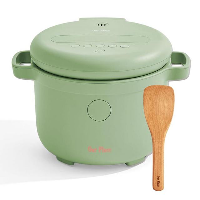 Our Place Rice Cooker | 6-Cup Compact Rice Cooker with Ceramic Nonstick Inner Pot | Fuzzy Logic Multi-Cooker for White & Brown Rice, Oatmeal & Grains | Delay Timer & Auto Keep Warm | Pistachio