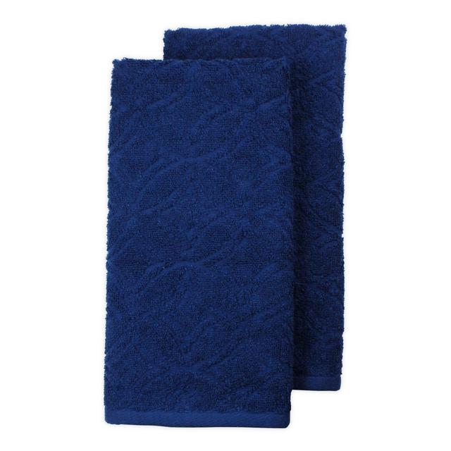 Freshee 2-Pack Sculpted Terry Kitchen Towels Set in Navy