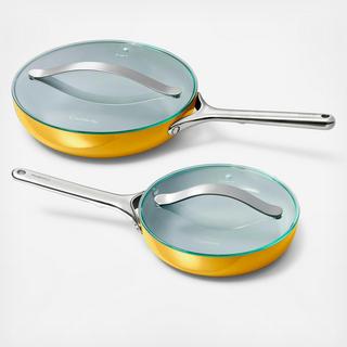 4-Piece Ceramic Non-Stick Fry Pan Set with Glass Lids