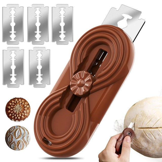 Sis-YaoLan Bread Lame Upgraded Extractable Lame Bread Tool& Anti-Slip Handle with Long Retractable Razor Magnetic Reusable Dough Scoring Tool, Sourdough Scoring tool （Bread Making 5 Razor Blades）
