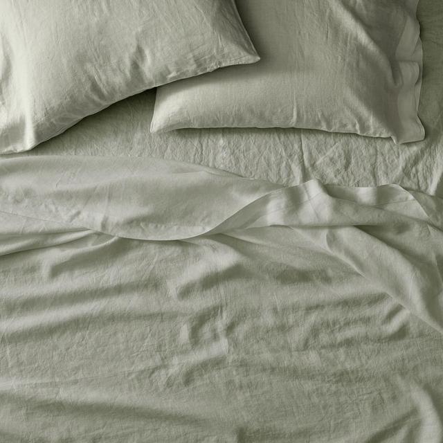 Euro Linen Sheet Set, King, Celadon Melange