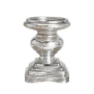 Antique Mercury Glass Pillar Holder- Small