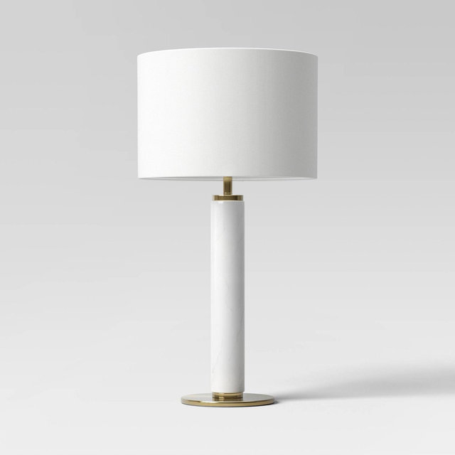 Faux Marble Stick Table Lamp White - Threshold™