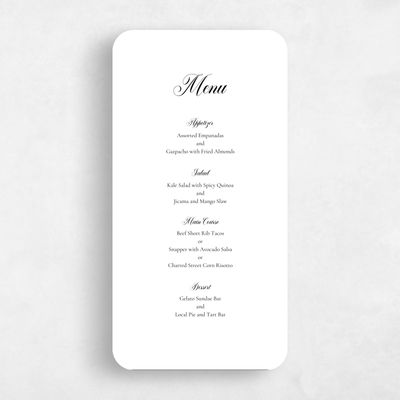 White Rounded Wedding Menu - Henderson