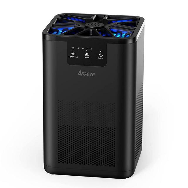 AROEVE Air Purifiers H13 True HEPA Air Cleaner With Aromatherapy Function For Pet Smoke Pollen Dander Hair Smell 20dB Air Cleaner For Bedroom Office- Black