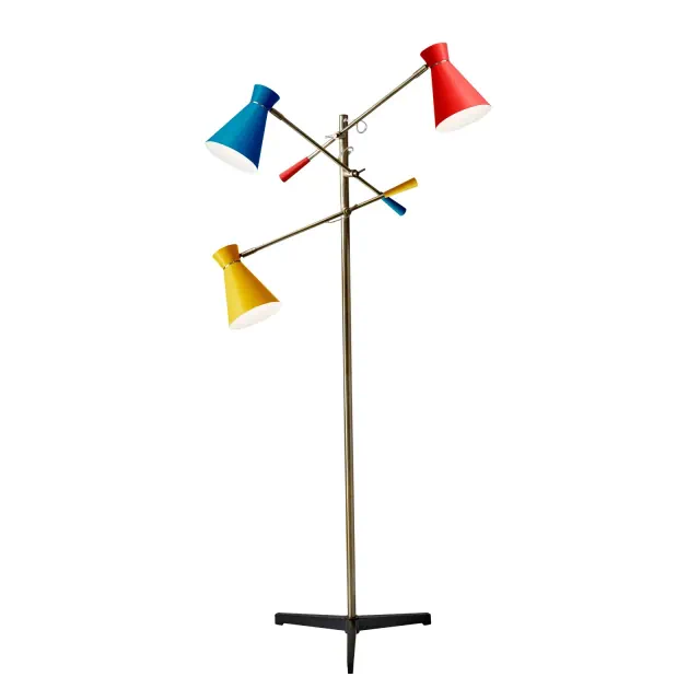 3-Arm Lyle Floor Lamp Brass - Adesso: Adjustable, Mid-Century Modern, Tripod Base, ETL Listed
