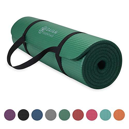 Gaiam Essentials Thick Yoga Mat Fitness & Exercise Mat with Easy-Cinch Yoga Mat Carrier Strap (72"L x 24"W x 2/5 Inch Thick)