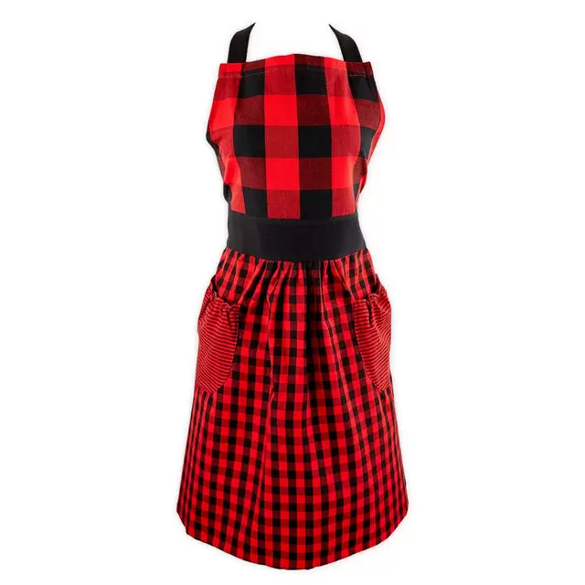 Gingham Buffalo Check Apron in Red/Black