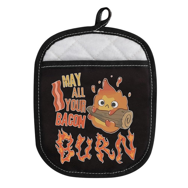 WCGXKO Anime Gift Anime Calcifer Gift May All Your Bacon Burn Oven Mitt Pot Holder with Pocket (May All)