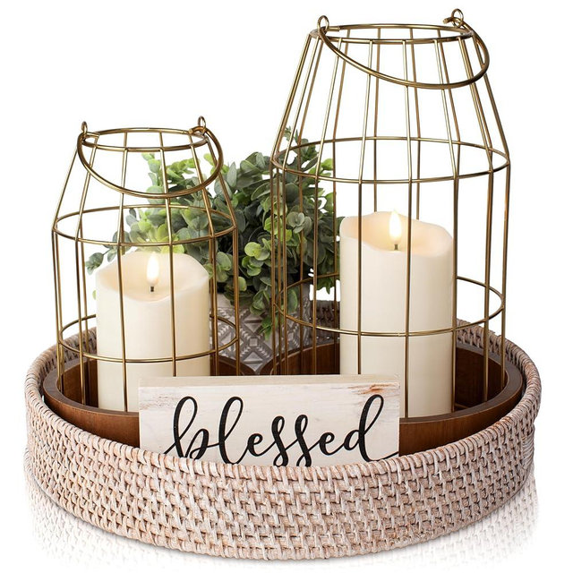 Rustic Farmhouse Lantern Decor - Stylish Decorative Lanterns for Your Living Room, Fireplace Mantle or Kitchen Dining Table - Modern Upscale Beauty for Your Entire Home
