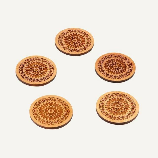 Natural Stained Glass / Alder Wood Coaster Set