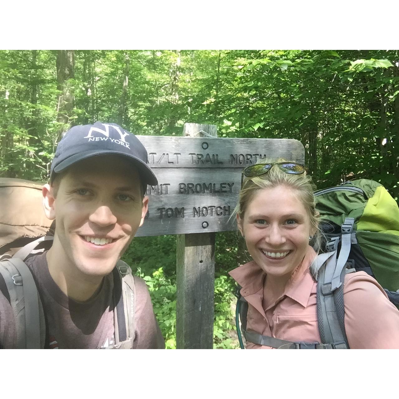 We hiked part of the PCT and wanted to try the AT. Not pictured: soaking wet with a pie after a long hike