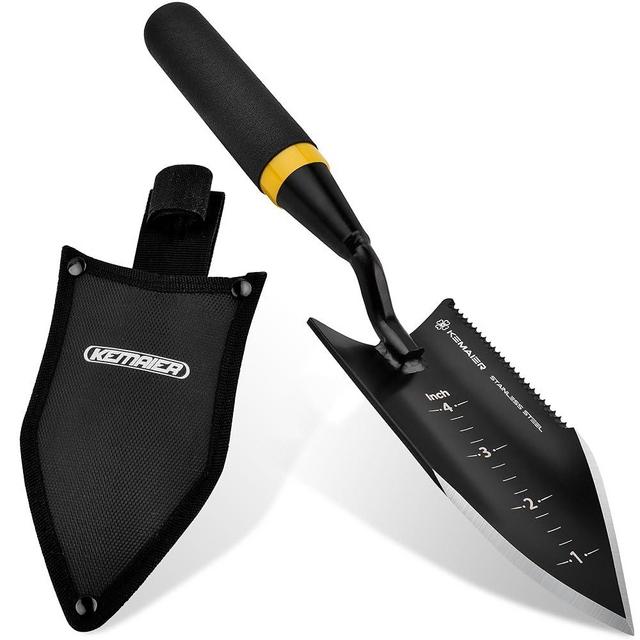 Kemaier Heavy - Duty Trowel Garden Tool - Stainless Steel Serrated Hand Shovel for Effortless Digging, Weed Control, and Precise Bulb Planting with Included Sheath