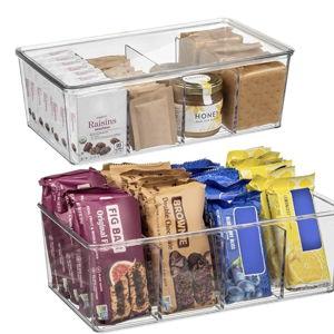 ClearSpace Pantry Organization and Storage Bins with Removable Dividers & Lids – Perfect Pantry Organizers or Kitchen Organization – Refrigerator Organizer Bins, Cabinet Organizers, 2 Pack