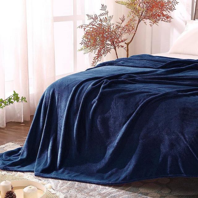 BEDELITE Fleece Blankets King Size Navy Blue Throw Blankets for Bed & Couch,Plush Cozy Fuzzy Blanket, Super Soft & Warm Blankets for Spring and Summer