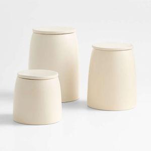 Craft Linen Cream Stoneware Canister Set