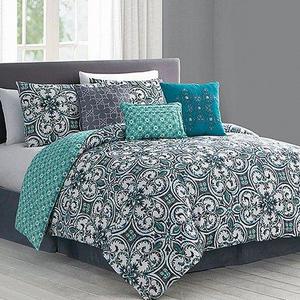 Teal Reversible Seven-Piece Regan Comforter Set