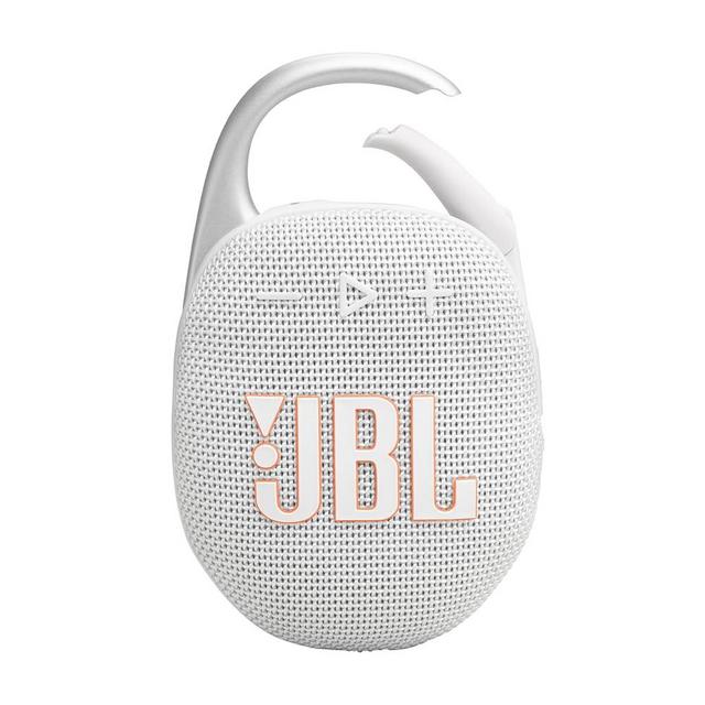 JBL Clip 5 - Ultra-Portable, Waterproof & Dustproof Bluetooth Speaker, Big Pro Sound with punchy bass, Integrated carabiner, Up to 12 Hours of Play, Made in part with recycled materials (White)