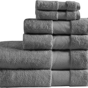 MADISON PARK SIGNATURE Hotel Bathroom Towel Set. Charcoal, 6 Piece