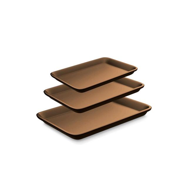 NutriChef Nonstick Cookie Sheet Baking Pan - 3pc Metal Oven Baking Tray, Professional Quality Kitchen Cooking Non-Stick Bake Trays