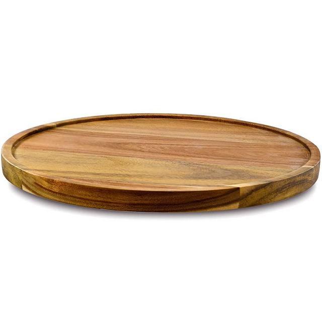 14" Acacia Wood Lazy Susan Organizer Kitchen Turntable for Cabinet Pantry Table Organization