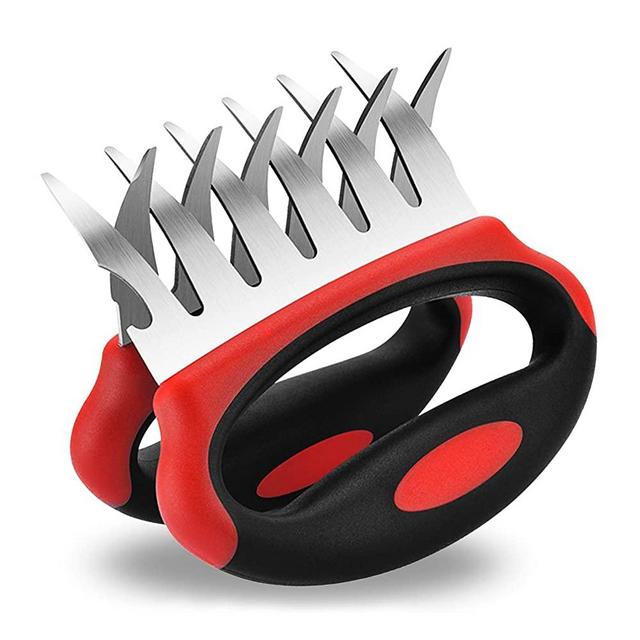 cfmour Meat Shredder Claws, Set of 2 Stainless Steel Meat Claws with ABS Handle+Shredding Blades+Opener, Bear Claw Pulled Pork Meat Shredders in BBQ Accessories&Grilling Gifts, Gules