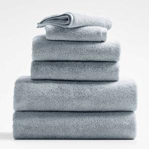 Organic Turkish Cotton Bath Towels - Mist Blue - Set of 6