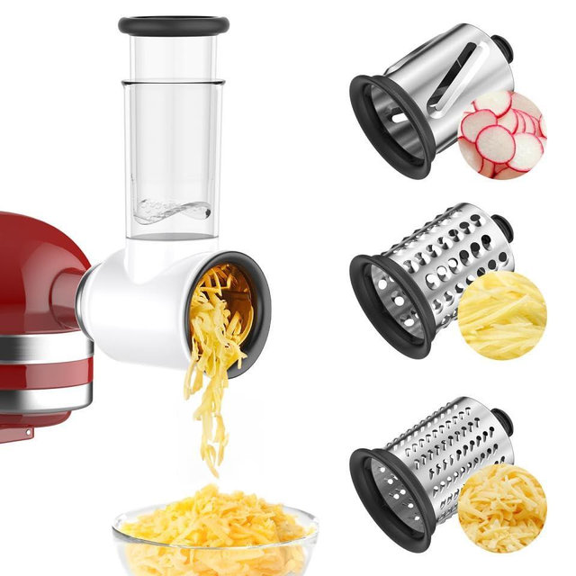 Slicer Shredder Attachment for KitchenAid Stand Mixer, Cheese Grater Attachment for Kitchenaid Mixer, For Kitchenaid Mixer Attachments, Cheese Grater Machine with 3 Blades by COFUN