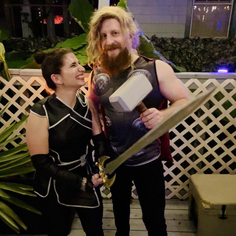 Valkyrie and Thor, Halloween 2021
Fun Fact: the hammer Elliott is holding is actual a vessel for liquid... for getting hammer'd