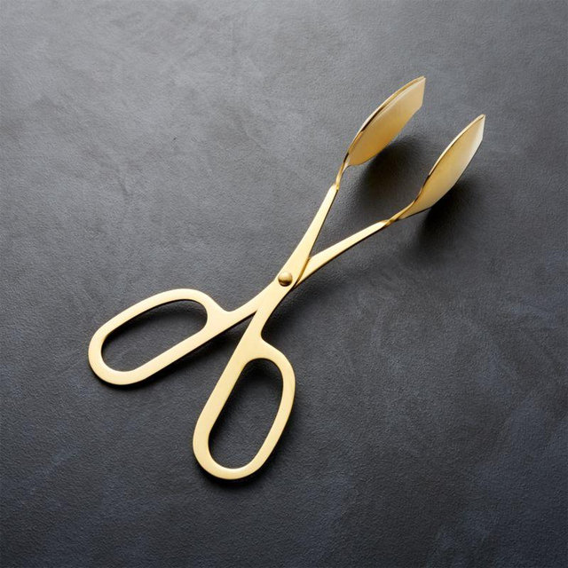 Large Gold Scissor-Handled Serving Tongs