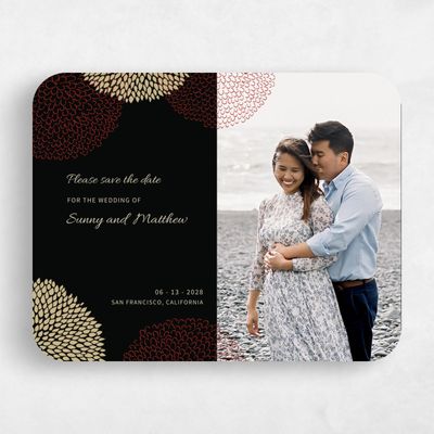 Black Rounded Wedding Save the Date - Mikasa Portrait