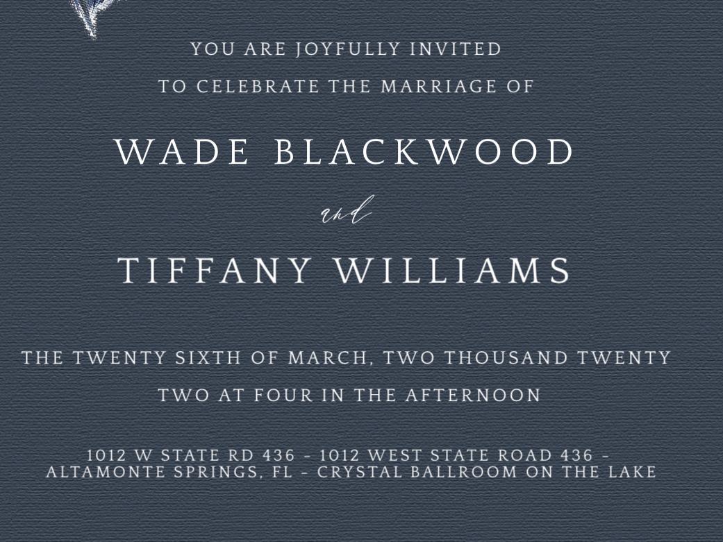 The Wedding Website of Wade Blackwood and Tiffany Williams
