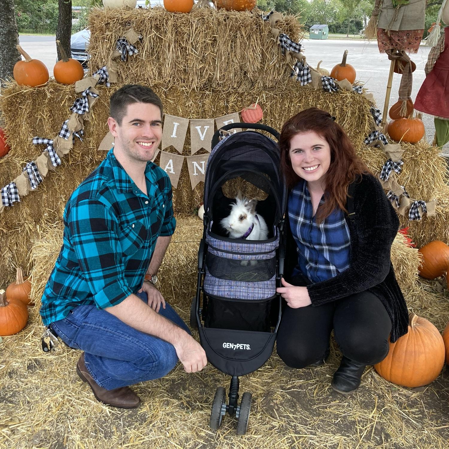 Wes & Lauren take Muffin to the pumpkin patch.