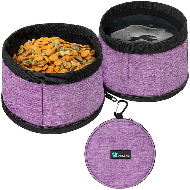 PetAmi Collapsible Dog Bowls, 2 Bowls, Travel Dog Bowls, Portable Water Bowl for Puppy Cat Pet, Foldable Doggy Food Bowl Traveling Hiking Camping Walking Outdoor Gear Accessories
