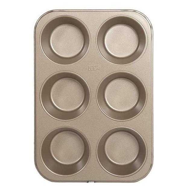 Glad Jumbo Muffin Pan Nonstick - Heavy Duty Metal Cupcake Tin with Large Baking Cups, Jumbo 6-Cup