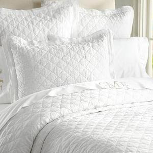 Belgian Flax Linen Diamond Quilt, King/Cal. King, White