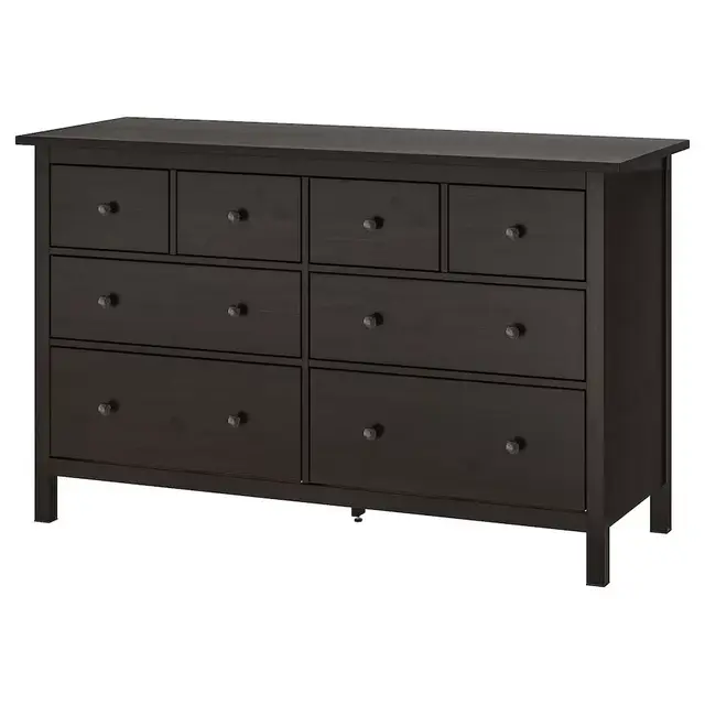 HEMNES 8-drawer dresser, black-brown63x37 3/4 "