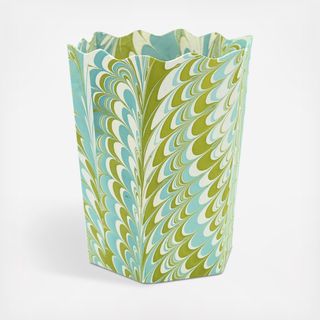 Hand-Marbled Scallop Waste Bin