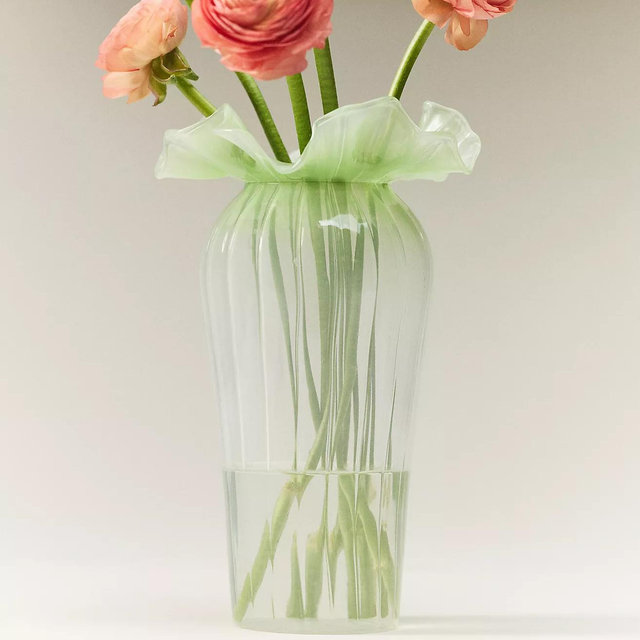 Lucy Ruffle Glass Vase - White, Standard, Assorted
